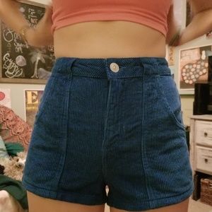Navy Corduroy high waisted shorts